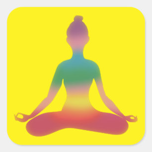 Adesivo Quadrado Arte de Yoga Meditativo