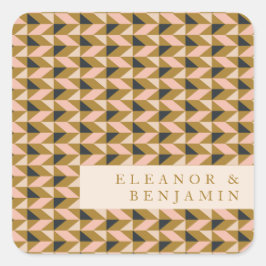 Adesivo Quadrado Arte Deco Geométrico Rosa Ouro Casamento Personali