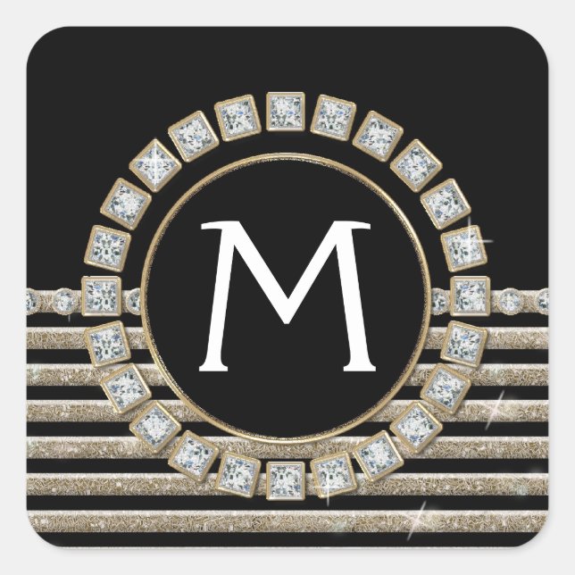 Adesivo Quadrado Arte Deco Visão Horizontal Moderna da Listra (Frente)