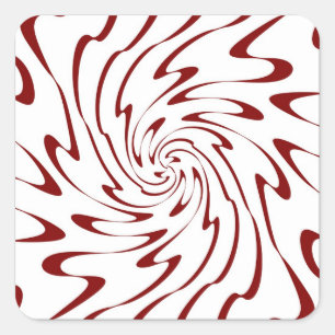 Adesivo Quadrado Arte Decorativa de Onda Vermelha e Branca