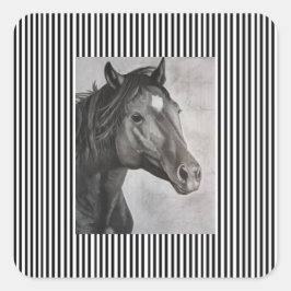 Adesivo Quadrado Arte Desenhada à Mão do Cavalo
