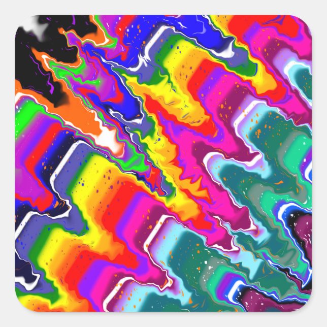 Adesivo Quadrado Arte digital Rainbow Blip Abstrato (Frente)