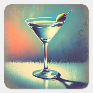 Adesivo Quadrado Arte do Martini I Love The Blues de Meados do Sécu