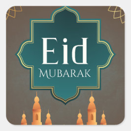 Adesivo Quadrado Arte Elegante da Mesquita Eid Mubarak no Horizonte