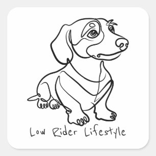 Adesivo Quadrado Arte em Linhas de Dachshund - Estilo de Vida Low R