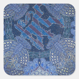 Adesivo Quadrado Arte em Mosaico Ornamentado Azul, Alemanha