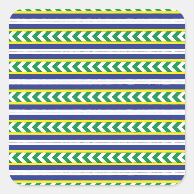 Adesivo Quadrado Arte étnica latgale verde e azul letã (Frente)