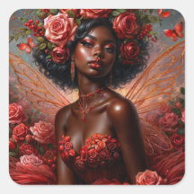Arte Fada Negra com Rosas vermelhas