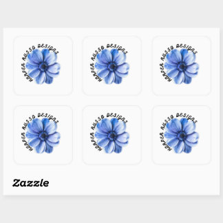 Adesivo Quadrado Arte Floral Serenidade Azul