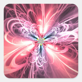 Adesivo Quadrado Arte Fractal Borboleta de Energia Rosa