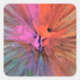 Adesivo Quadrado Arte Fractal Borboleta de Energia Rosa