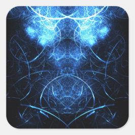 Adesivo Quadrado Arte Fractal de Energia Nebulosa Azul