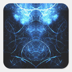 Adesivo Quadrado Arte Fractal de Energia Nebulosa Azul