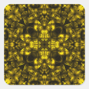 Adesivo Quadrado Arte Fractal de Energia Sagrada Dourada