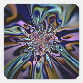 Adesivo Quadrado Arte Fractal de Fluxo de Energia Iridescente