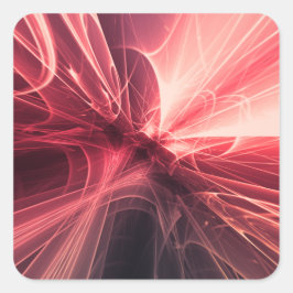 Adesivo Quadrado Arte Fractal de Luz Carmesim
