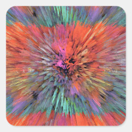 Adesivo Quadrado Arte Fractal Supernova Arco-íris