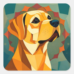 Adesivo Quadrado Arte Geométrica de Cachorro Labrador Retriever Ama