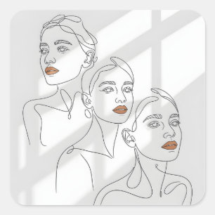 Adesivo Quadrado Arte Linear Trio Feminino