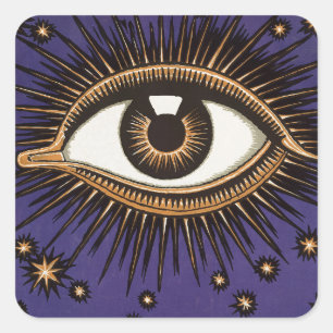 Adesivo Quadrado Arte Místico Celestial Olho que Tudo Vê Vintage