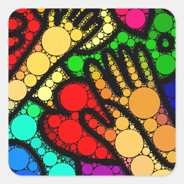 Adesivo Quadrado Arte Moderna Colorida Abstrato (Frente)