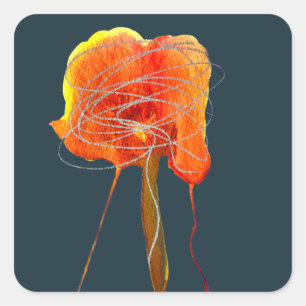 Adesivo Quadrado Arte moderna de flor floral abstrato