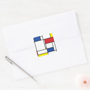 Adesivo Quadrado Arte Moderna De Stijl Geométrica Minimalista Mondr
