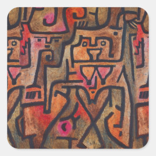 Adesivo Quadrado Arte Moderna Expressionista Abstrata da Floresta d