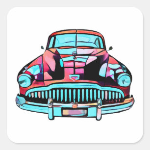 Adesivo Quadrado Arte moderna Red Classic car abstrato