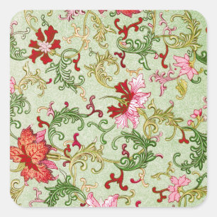 Adesivo Quadrado Arte Nova Antiga Chinoiserie Floral Chinesa