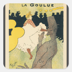 Adesivo Quadrado Arte Nova Antiga, La Goulue por Toulouse Lautrec
