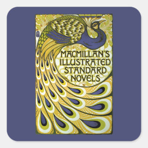 Adesivo Quadrado Arte Nova Vintage, Pena de Pavão da Macmillan
