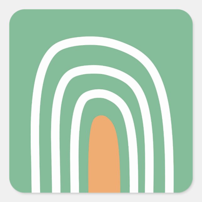 Adesivo Quadrado Arte orgânica arco-íris arte sage verde (Frente)