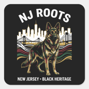Adesivo Quadrado Arte Orgulho da Herança Negra NJ Roots Pastor Alem