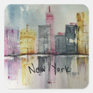 Adesivo Quadrado Arte original de Nova Iorque NYC Skyline Cityscape