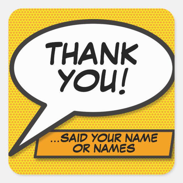 Adesivo Quadrado Arte Pop de Balão de Fala de História em Quadrinho (Frente)