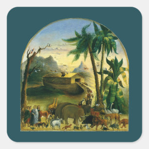 Adesivo Quadrado Arte Popular Vitoriana Antiga, Arca de Noé por Hid