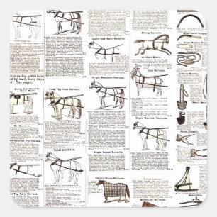 Adesivo Quadrado arte publicitária de jornal antiga tack