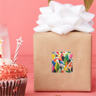 Adesivo Quadrado Arte Selvagem Brilhante e Colorida