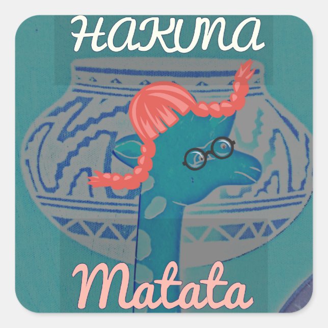 Adesivo Quadrado Arte sobre Girafa Reproduzida: Uma Delícia African (Frente)