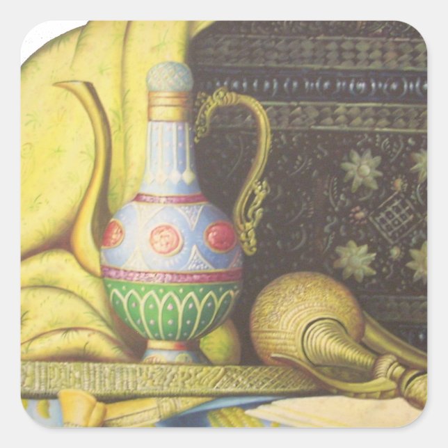 Adesivo Quadrado Artefatos Adoráveis Egípcios: Segredos dos Faraós (Frente)