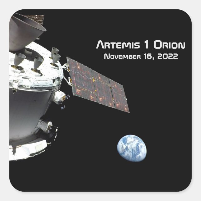 Adesivo Quadrado Artemis Orion Spacecraft Blue Marble (Frente)