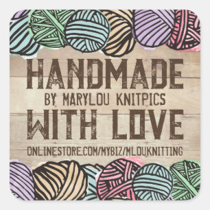 Adesivo Quadrado Artesanatos de crochê personalizados com fios de r