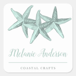 Adesivo Quadrado Artesanatos litorais de água de Seaglass