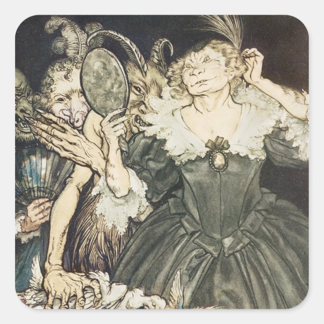 Adesivo Quadrado Arthur Rackham | Comus de John Milton: "E eles, (Frente)