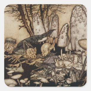 Adesivo Quadrado Arthur Rackham   Peter Pan em jardins de