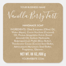 Artisan Soap Kraft Paper Look Ingredientes Label