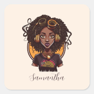 Adesivo Quadrado Artista Afro Mulher
