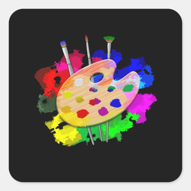 Adesivo Quadrado Artista da Paleta de Artista (Frente)