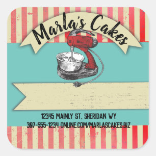 Adesivo Quadrado Artista de bolo de pastelaria de pastelaria